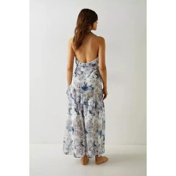 Nasty Gal X Nick Fierro Tattoo Ruffle Maxi Dress